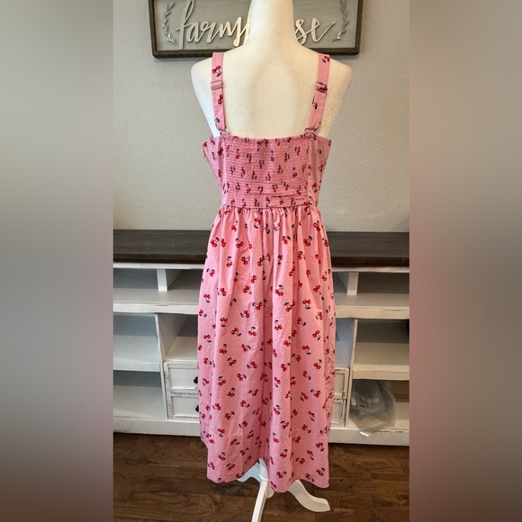 Kate Spade Cherry Toss Poplin Dress Pink Valentines Midi Women's Size 12 P - Picture 5 of 10